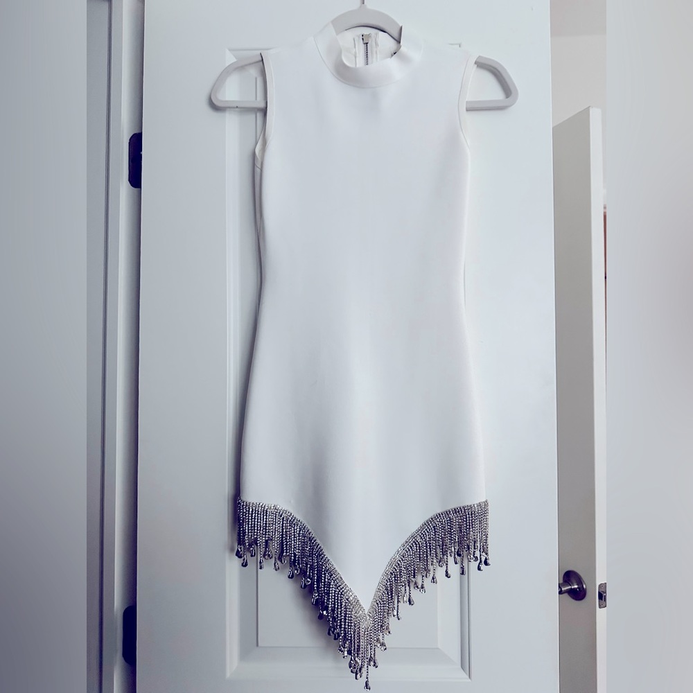 White High Neck Dress with Jewels
